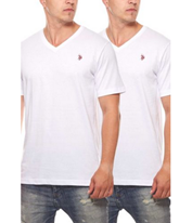 Bild zu 2er Pack U.S. POLO ASSN. V-Neck Herren T-Shirt weiß für 14,99€