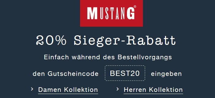 Bild zu Mustang Store: 20% Rabatt auf alle Artikel – auch bereits reduzierte