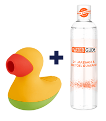 Bild zu Druckwellen-Vibrator ‚Lucky Ducky‘ & Gleitmittel, 300 ml + 6 Gratisartikel für 2,99€ zzgl. maximal 5,97€ Versand