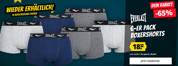 Bild zu Everlast Herren 6er Pack Boxershorts für 18,99€ zzgl. 3,95€ Versand