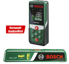 Bild zu BOSCH PLR 40 C  Laser-Entfernungsmesser + PLL 1 P (WEU) Laserwaage für 69€