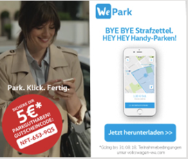 Bild zu We Park App von Volkswagen: 5€ Parkguthaben zum Start