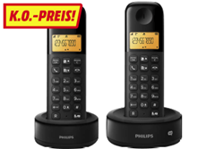 Bild zu PHILIPS D1352B/38 2er Pack Schnurlostelefon mit Anrufbeantworter für 22€ inkl. Versand (Vergleich: 33,89€)