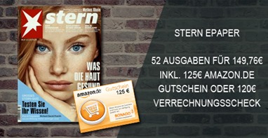 Bild zu 52 Ausgaben “Stern” ePaper für 149,76€ inkl. 125€ Amazon Gutschein als Prämie für den Werber