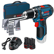 Bild zu Bosch GSR 12V-15 Akku-Bohrschrauber + 2x 1,5 Ah Akku + Zubehör + Softbag für 89,95€ inkl. Versand (Vergleich: 105€)