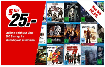 Bild zu MediaMarkt: 5 Blu-rays für 25€