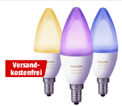 Bild zu Philips Hue White & Color Ambiance 6,5W E14 3er Pack für 88€