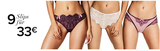 Bild zu Hunkemöller: 9 Slips für 33€ zzgl. eventuell 4,95€ Versand