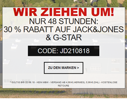 Bild zu 30% Extra-Rabatt auf Jack & Jones und G-Star bei Jeans Direct