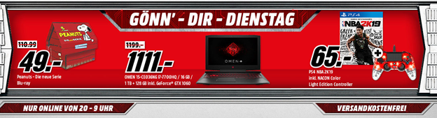 Bild zu MediaMarkt “Gönn dir Dienstag”: Filme, Games und z.B. auch Notebooks