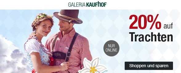 Bild zu Galeria Kaufhof Dienstagsangebot: 20% Rabatt auf Trachten