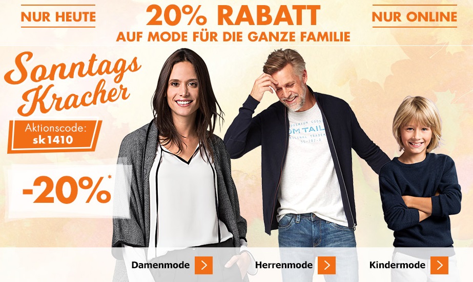 Bild zu Karstadt SonntagsKrache: 20% Rabatt auf Mode für die ganze Familie