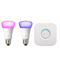 Bild zu Philips Hue White und Color Ambiance E27 LED Lampe Starter Set, 2 Lampen inkl. Bridge für 83,92€ + weitere günstige HUE Artikel bei Amazon Frankreich