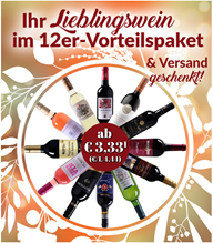 Bild zu Weinvorteil: verschiedene 12er Weinpakete ab 39,96€ + kostenlose Lieferung