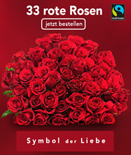 Bild zu Blume Ideal: Blumenstrauß mit 33 roten Rosen (50cm Länge) für 19,98€