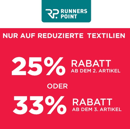 Bild zu RunnersPoint: Bis zu 33% Rabatt auf reduzierte Bekleidung (Abhängig von der Bestellmenge)