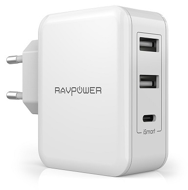 Bild zu RAVPower 30 Watt USB-C Ladegerät 3-Port 5V/3A für 11,99€