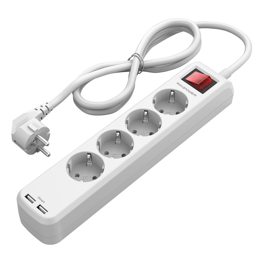 Bild zu RAVPower 4-fach Steckdosenleiste mit 2 iSmart (USB) Anschlüssen für 12,99€