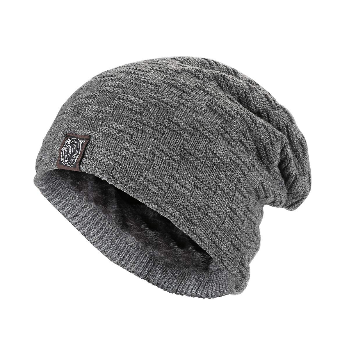 Bild zu Kungber Slouch Beanie mit Flechtmuster und Fleece-Innenfutter für 7,19€