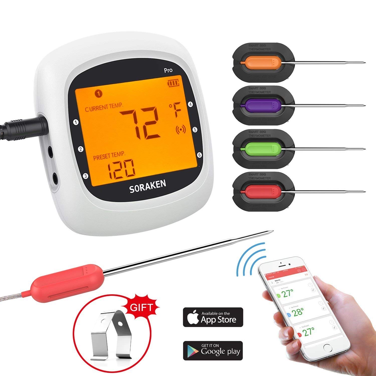 Bild zu Digitales Bluetooth Grill-Thermometer mit 4 Sonden für 19,99€