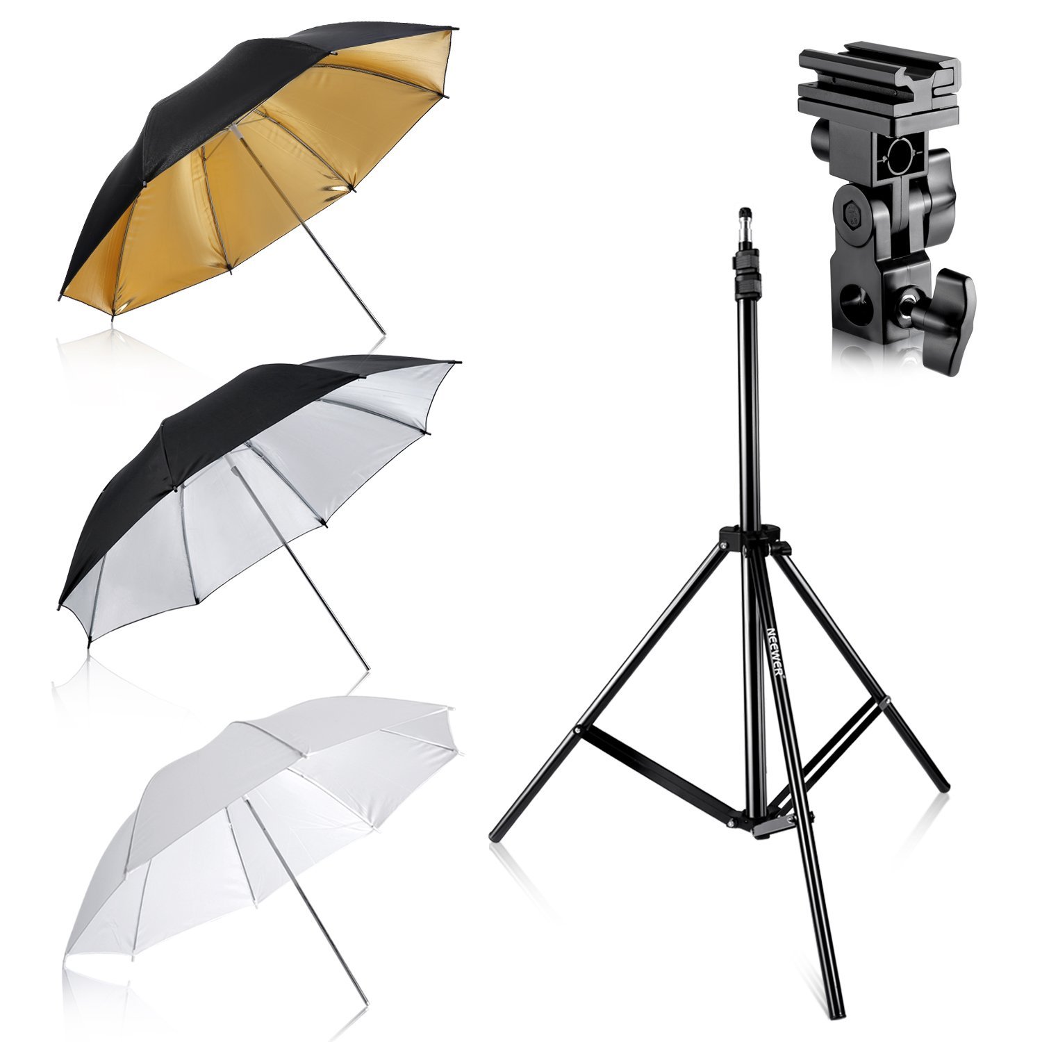 Bild zu Neewer Foto Studio Schirm-Set (Drei Schirme mit 84 cm Durchmesser und Ständer) für 19,79€