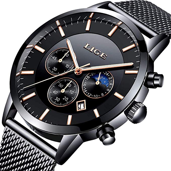 Bild zu [Prime] Lige Herren Chronograph mit Milanaise Mesh Armband für 17,49€