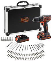 Bild zu BLACK + DECKER Akkuschrauber (BDCDC18BAFC) (18V, 2x 1,5Ah Li Akkus, 80tlg. Zubehör) für 65€ inkl. Versand (Vergleich: 89,79€)