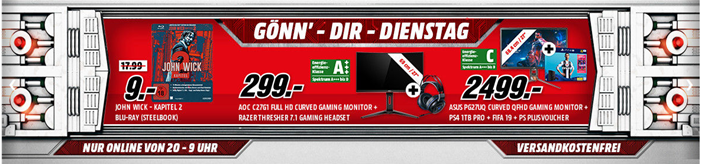 Bild zu MediaMarkt “Gönn dir Dienstag” mit Games & Filmen und Zubehör, z.B. John Wick: Kapitel 2 (Steelbook-Edition) [Blu-ray] für 9€