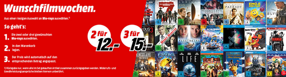 Bild zu MediaMarkt: 3 Blu-rays für 15€ oder 2 Blu-rays für 12€