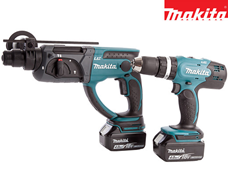 Bild zu Makita 18 V Kombi-Bohrer und Bohrhammer mit 2x 4,0 Ah Akku für 348,90€ inkl. Versand (Vergleich: 420,90€)