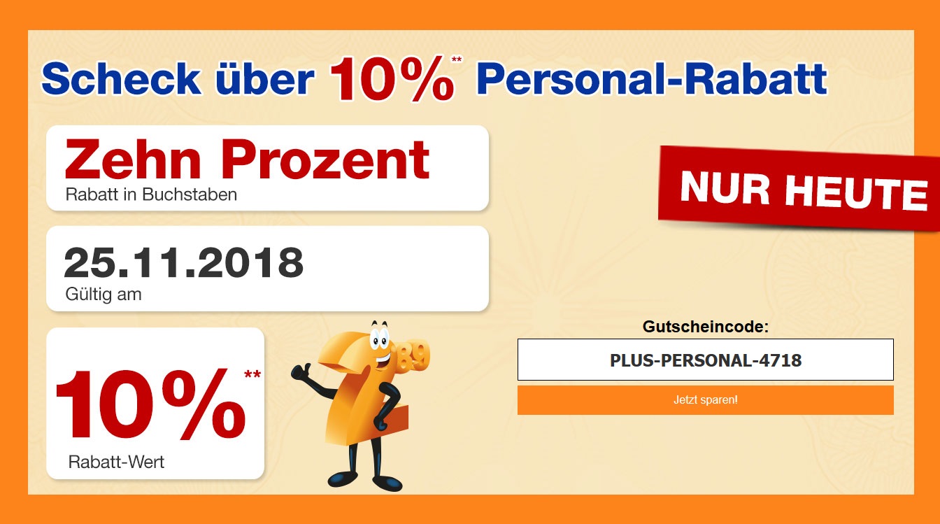 Bild zu Nur heute: 10% Rabatt auf (fast) alles im Plus Online-Shop