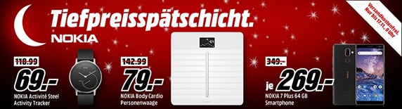 Bild zu MediaMarkt Tiefpreisspätschicht mit Angeboten von NOKIA, z.B. NOKIA Activité STEEL Activity Tracker für 69€ (Vergleich: 96,90€)