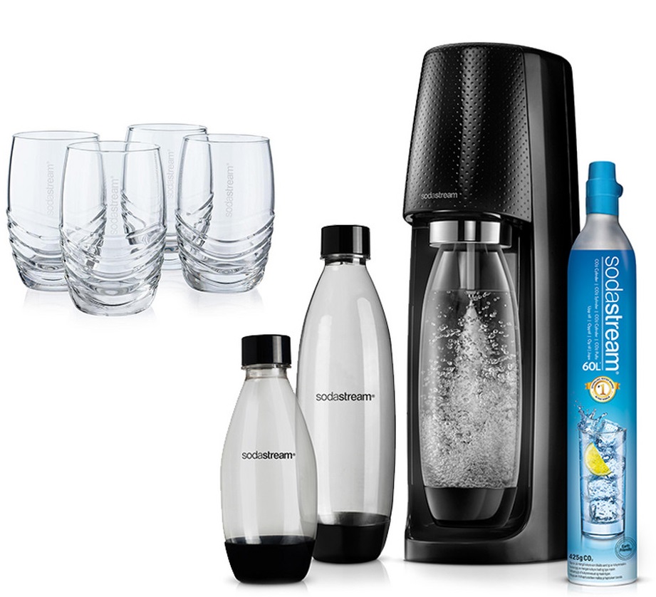 Bild zu SodaStream Spirit Wassersprudler inklusive 4 Gläser für 65,90€ (Vergleich: 79,99€)