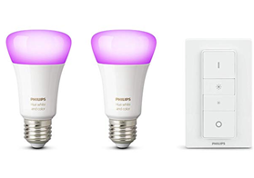 Bild zu [Knaller] 2 x Philips Hue White & Color E27 + Dimmschalter für 59,38€ (Vergleich: 99,61€)