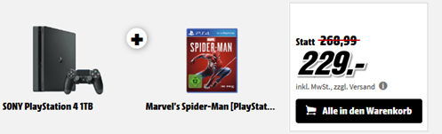 Bild zu Sony PlayStation 4 (PS4) Slim 1TB + Marvel´s Spider-Man für ab 229€ (Vergleich: 295€)