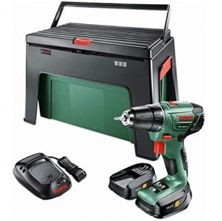 Bild zu Akkuschrauber Bosch PSR1440 LI-2 + 2 x Li-Akku + Werkzeugkiste Step & Workbox für 89,99€ (Vergleich: 133,89€)