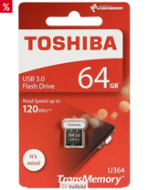 Bild zu Toshiba USB 3.0 64GB Stick U364 (TransMemory Nano) für 12,99€ inkl. Versand (Vergleich: 17,90€)