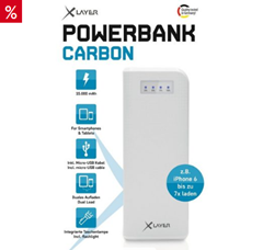 Bild zu XLayer Zusatzakku/ Powerbank Carbon White (15000mAh) für 14,90€ inkl. Versand (Vergleich: 24,59€)