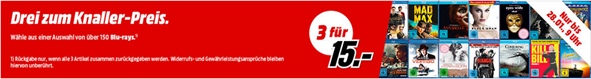 Bild zu MediaMarkt: 3 Blu-rays für 15€