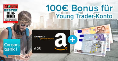 Bild zu 100€ Bonus für kostenloses Consorsbank Young Trader-Konto (für alle zwischen 18 bis 26 Jahren)