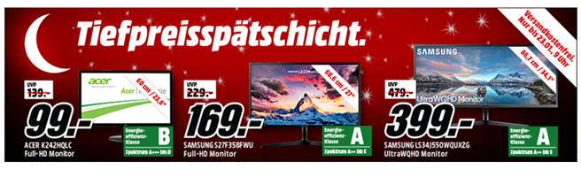 Bild zu MediaMarkt Tiefpreisspätschicht mit Samsung, Acer, AAOC und LG