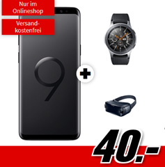 Bild zu Samsung Galaxy S9+ Dual-SIM & Galaxy Watch 46mm BT & Gear VR4 (einmalig alles für 40€) im o2 Free M Boost (20GB LTE, Allnet/SMS Flat) für 34,99€/Monat