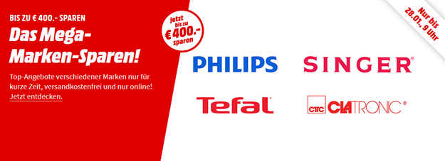 Bild zu MediaMarkt “Mega Marken Sparen” mit Angeboten von Philips, Singer, Tefal und Clatronic