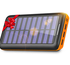 Bild zu KEDRON 24000mAh Solar Powerbank (externer Akku) mit 2 Eingangsports (MicroUSB und Lightning) und 3 Ausgängen für 22.39€