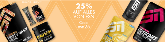 Bild zu Fitmart: 25% Rabatt auf alles von ESN, z.B. 1Kg Designer Whey ab 14,17€