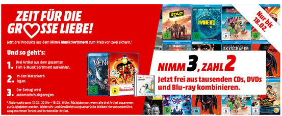 Bild zu MediaMarkt “Nimm 3, zahl 2” mit CDs, DVDs und Blu-rays