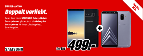 Bild zu Samsung Galaxy Note8 für 499€ kaufen und Samsung Galaxy A6 gratis dazu bekommen (Vergleich: 608,26€)