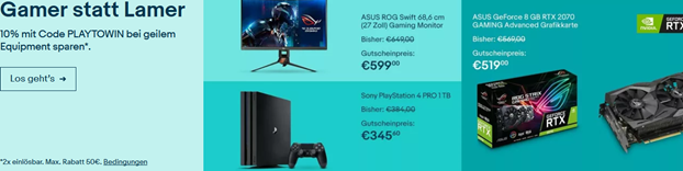 Bild zu 10% Rabatt auf Gaming Artikel bei eBAy