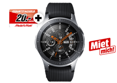 Bild zu SAMSUNG Galaxy Watch 46 MM LTE Smartwatch Edelstahl + gratis Ersatzarmband für 319€ + 20€ Geschenkgutschein (Vergleich: 364,90€)