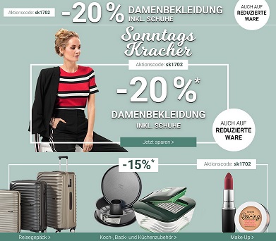 Bild zu Karstadt SonntagsKracher, z.B. 20% Rabatt auf Damenbekleidung